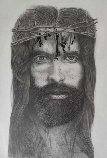 图画 标题为“Jesus crucificado I…” 由Sergio Macedo Cardoso, 原创艺术品, 铅笔