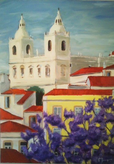 Pintura intitulada "Alfama, Lisboa" por Sérgio Marques, Obras de arte originais, Óleo