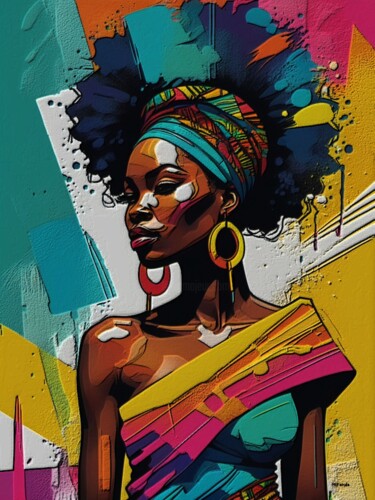 Digitale Kunst mit dem Titel "Beleza Africana" von Sérgio Miranda, Original-Kunstwerk, KI-generiertes Bild