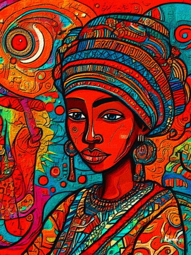 Grafika cyfrowa / sztuka generowana cyfrowo zatytułowany „Essência Africana” autorstwa Sérgio Miranda, Oryginalna praca, Obr…