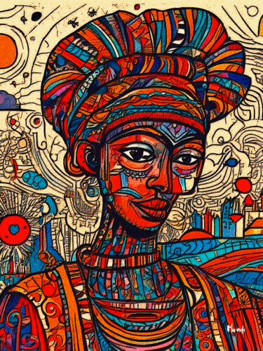 Artes digitais intitulada "Essência Africana 2" por Sérgio Miranda, Obras de arte originais, Imagem gerada por IA
