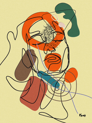 Grafika cyfrowa / sztuka generowana cyfrowo zatytułowany „"Rostos da Alma: Ab…” autorstwa Sérgio Miranda, Oryginalna praca,…