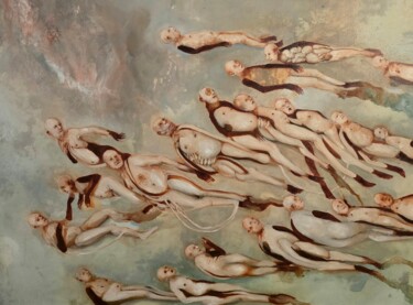 Painting titled "Âmes sauvées" by Sergio Padovani, Original Artwork, Oil Mounted on Wood Stretcher frame