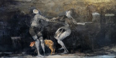 Painting titled "La danse des infirm…" by Sergio Padovani, Original Artwork, Oil Mounted on Other rigid panel