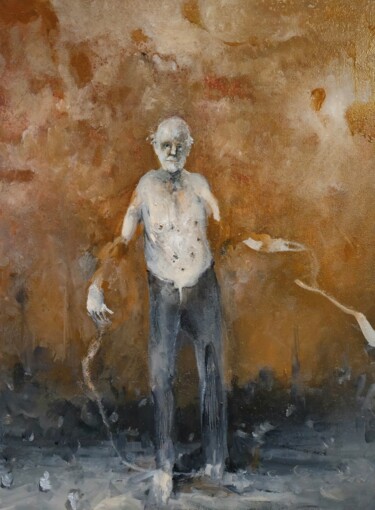 「Le mendiant」というタイトルの絵画 Sergio Padovaniによって, オリジナルのアートワーク, オイル ウッドストレッチャーフレームにマウント