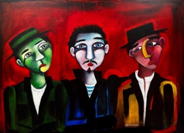 Painting titled "Mr. Green, Mr. Whit…" by Sérgio Remondes, Original Artwork, Acrylic Mounted on Wood Stretcher frame
