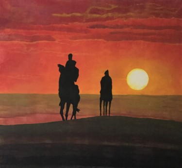 Pintura titulada "Deserto al tramonto" por Sergio Repossini, Obra de arte original, Acrílico