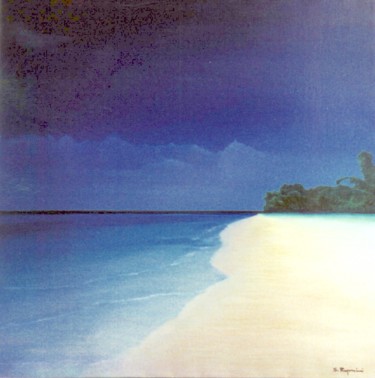 Peinture intitulée "Spiaggia di Fregate…" par Sergio Repossini, Œuvre d'art originale, Huile Monté sur Châssis en bois