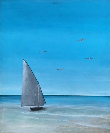 Painting titled "Caribbean Sea in Me…" by Sergio Repossini, Original Artwork, Acrylic Mounted on Wood Stretcher frame