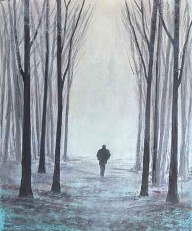 Painting titled "Walking" by Sergio Repossini, Original Artwork, Acrylic Mounted on Wood Stretcher frame