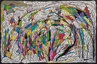 Картина под названием "Movimiento energéti…" - Sergio Romero, Подлинное произведение искусства, Акрил Установлен на Деревянн…