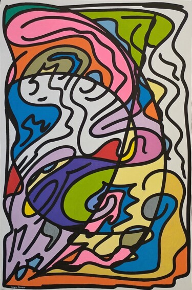 Картина под названием "Código energético 18" - Sergio Romero, Подлинное произведение искусства, Акрил Установлен на Деревянн…