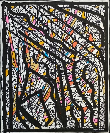 Pintura titulada "Código y movimiento…" por Sergio Romero, Obra de arte original, Acrílico Montado en Bastidor de camilla de…
