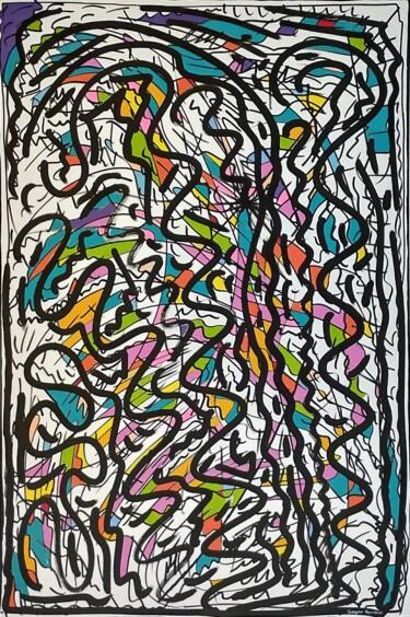 Pintura titulada "código y movimiento…" por Sergio Romero, Obra de arte original, Acrílico Montado en Bastidor de camilla de…