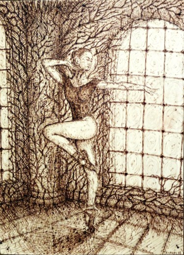 Zeichnungen mit dem Titel "Prigioniera - Trapp…" von Sergio Tripodi, Original-Kunstwerk, Gravur