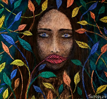 Pittura intitolato "Dalle foglie" da Sergio Tripodi, Opera d'arte originale, Olio