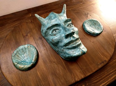 Sculpture titled "Matris Mores" by Sergio Tripodi, Original Artwork, Terra cotta Mounted on Wood Panel