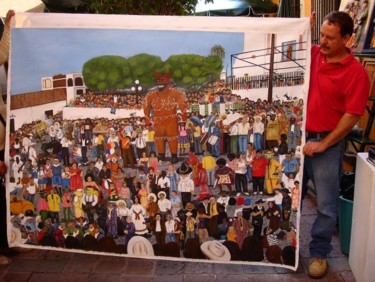 Escultura titulada "mi pueblo" por Sergio Uribe, Obra de arte original