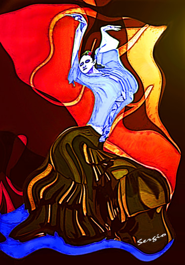 Arts numériques intitulée "La Danseuse Sévilla…" par Sergio, Œuvre d'art originale, Peinture numérique