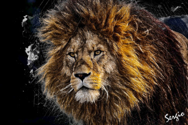 Цифровое искусство под названием "Le Lion" - Sergio, Подлинное произведение искусства, Цифровая живопись