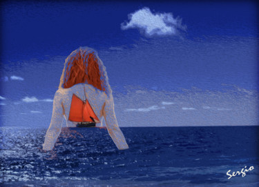 Arts numériques intitulée "Mirage sur l'Océan" par Sergio, Œuvre d'art originale, Peinture numérique