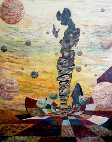 Pintura intitulada "Spatial Illusion of…" por Sergio Arcos, Obras de arte originais, Óleo