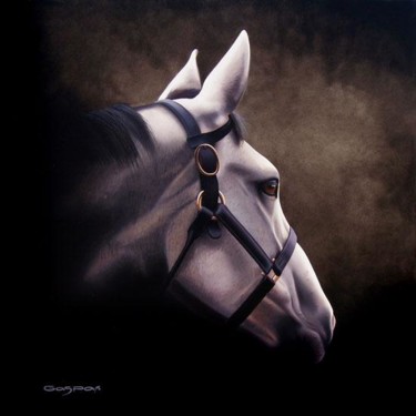 Pintura titulada "Un caballo blanco e…" por Sergio Gaspar, Obra de arte original