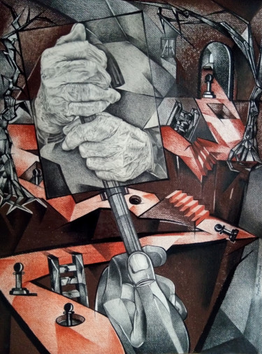 Drawing titled "Un selfie a la vida" by Sergio Moreno Miraglia, Original Artwork, Pencil Mounted on Wood Panel