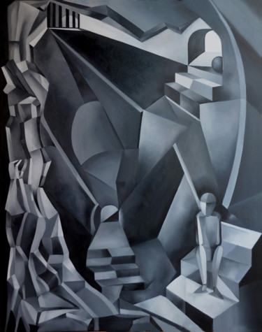 Painting titled "Resolver la travesí…" by Sergio Moreno Miraglia, Original Artwork, Oil Mounted on Wood Stretcher frame