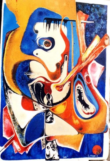 Schilderij getiteld "1977 C" door Sergio Mura Rossi, Origineel Kunstwerk, Olie