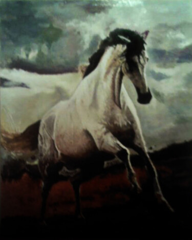 Schilderij getiteld "The blind horse.jpg" door Sergio Santander, Origineel Kunstwerk, Olie