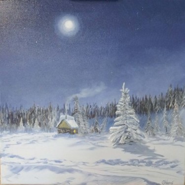 Peinture intitulée "nuit siberienne" par Sergius, Œuvre d'art originale, Huile