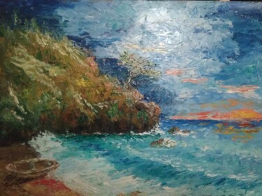 Peinture intitulée "Морской берег" par Sergiy Tsymbalov, Œuvre d'art originale, Huile