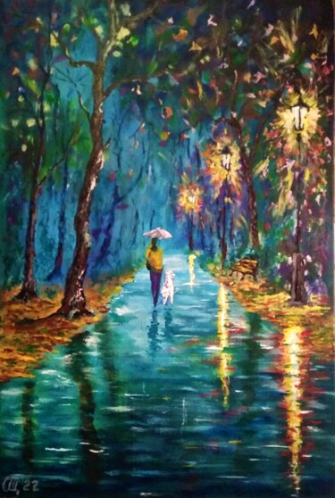 Картина под названием ""Прогулка под дожде…" - Sergiy Tsymbalov, Подлинное произведение искусства, Акрил