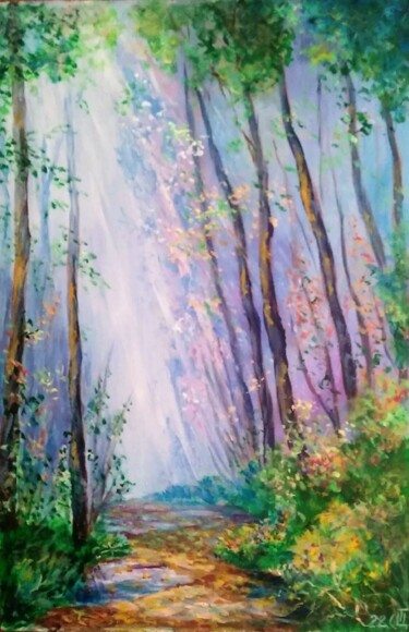 Картина под названием "Картина" Лес после…" - Sergiy Tsymbalov, Подлинное произведение искусства, Акрил