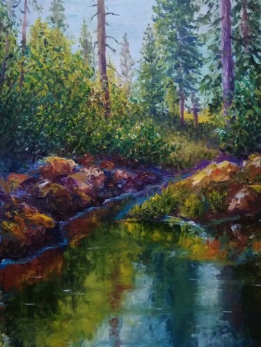 Malerei mit dem Titel "Peinture "Forest st…" von Sergiy Tsymbalov, Original-Kunstwerk, Öl