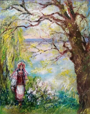 Pintura intitulada "Peinture "Printemps…" por Sergiy Tsymbalov, Obras de arte originais, Óleo