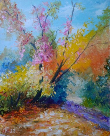 Painting titled "Oil painting "Autum…" by Sergiy Tsymbalov, Original Artwork, Oil