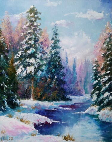 Painting titled "Painting "Winter Da…" by Sergiy Tsymbalov, Original Artwork, Oil