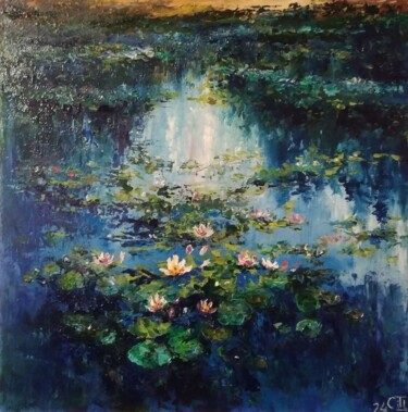 Картина под названием "Painting "Lake"" - Sergiy Tsymbalov, Подлинное произведение искусства, Масло