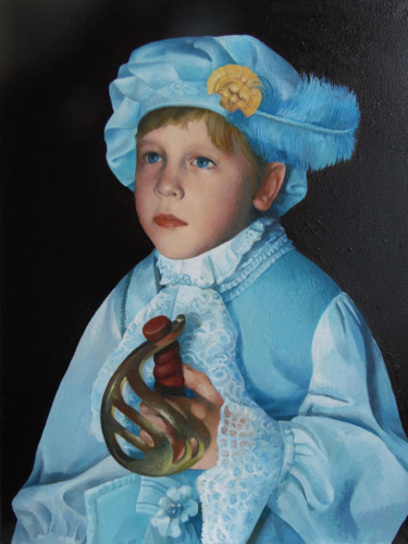 Painting titled "Princeps" by Serg Louki, Original Artwork, Oil Mounted on Wood Stretcher frame