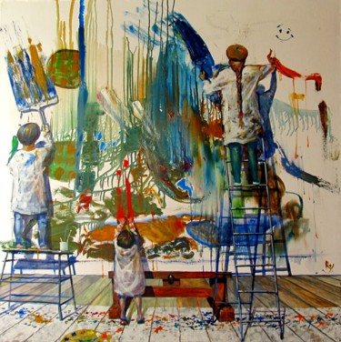 Malerei mit dem Titel "Abstractionists" von Serg  Roy, Original-Kunstwerk, Öl