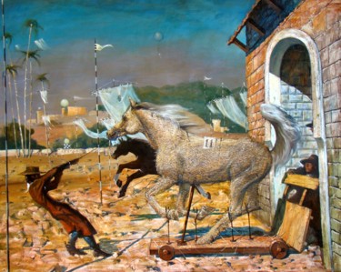Peinture intitulée "On the races-cource" par Serg  Roy, Œuvre d'art originale, Huile