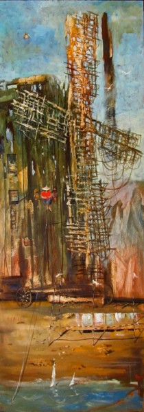 Картина под названием "The old mill" - Serg  Roy, Подлинное произведение искусства, Масло