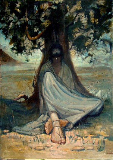 Painting titled "THE RESTING PILGRIM" by Serg  Roy, Original Artwork, Oil