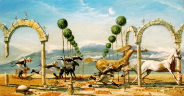 Peinture intitulée "CATCH THE UNICORN." par Serg  Roy, Œuvre d'art originale, Huile