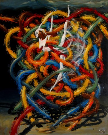 Peinture intitulée "IN MOTION VII. WHIT…" par Serg  Roy, Œuvre d'art originale, Huile