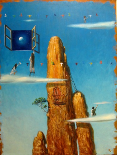 Schilderij getiteld "Top of the Rock" door Serg  Roy, Origineel Kunstwerk, Olie