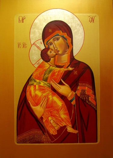 Картина под названием "Icon "Vladimir's Mo…" - Serg  Roy, Подлинное произведение искусства, Масло
