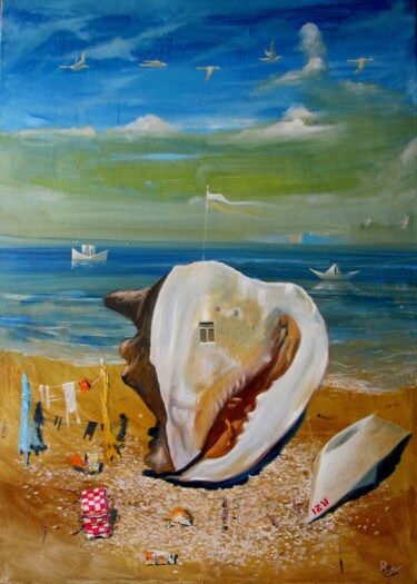 Painting titled "Home by the sea." by Serg  Roy, Original Artwork, Oil